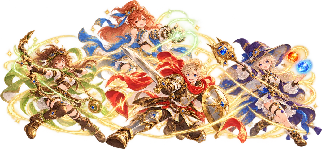 A party of adventurers fighting together