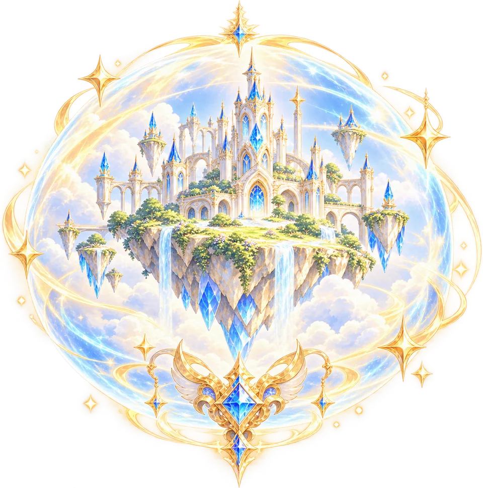 A floating island protected by a magic shield