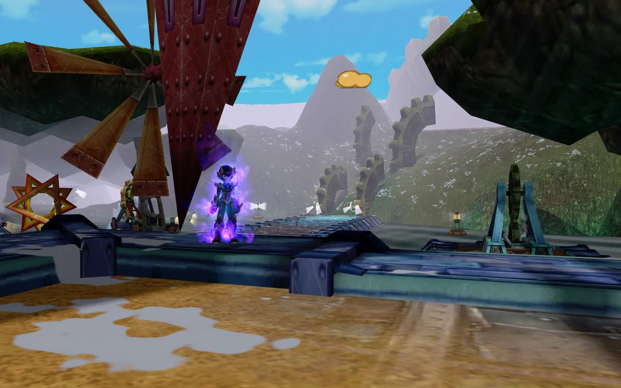 Upgraded equipment glowing in Floating Realms
